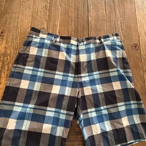 adidas Men's Navy and Gray Checkered Shorts